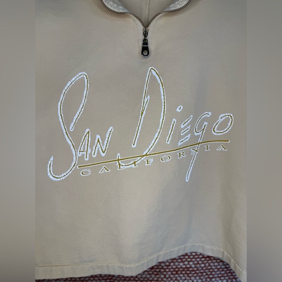 Vintage Beige Women's Half-Zip San Diego Sweatshirt - Picture 3 of 7